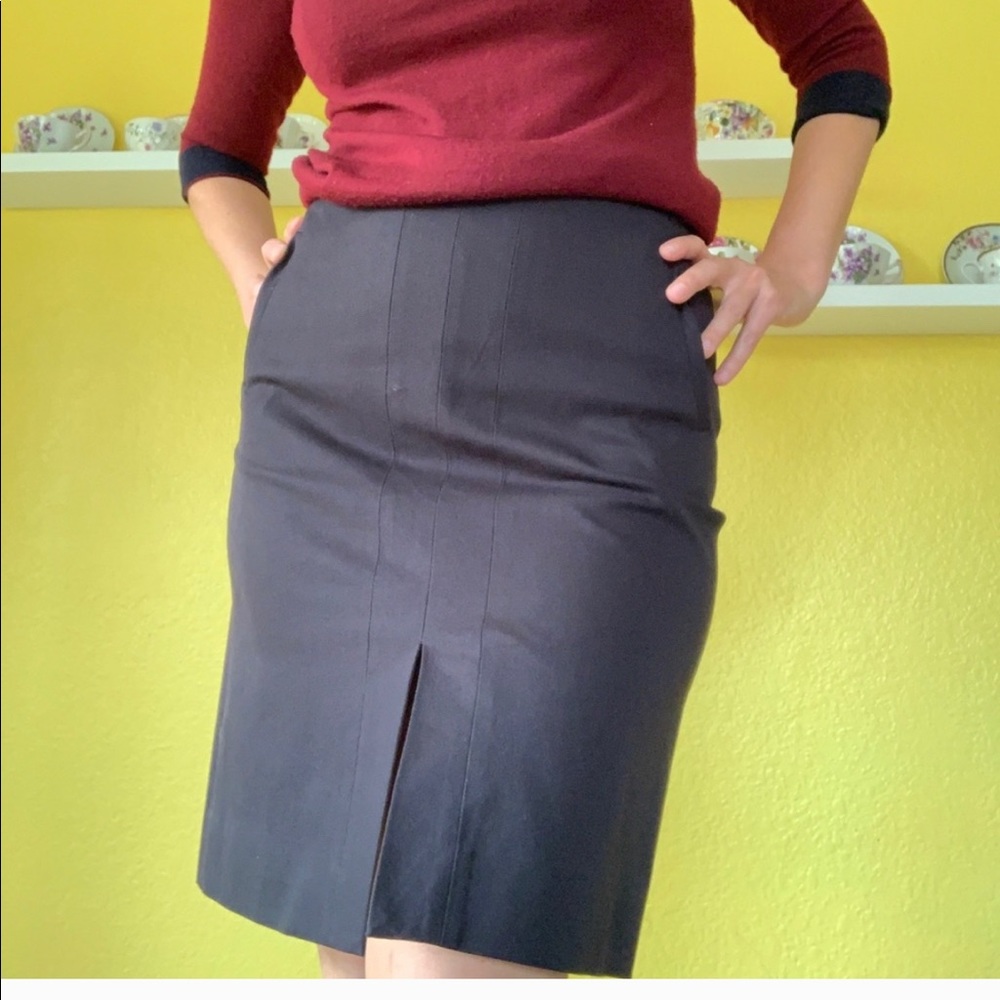 J.Crew Black Pencil Skirt with Front Slit